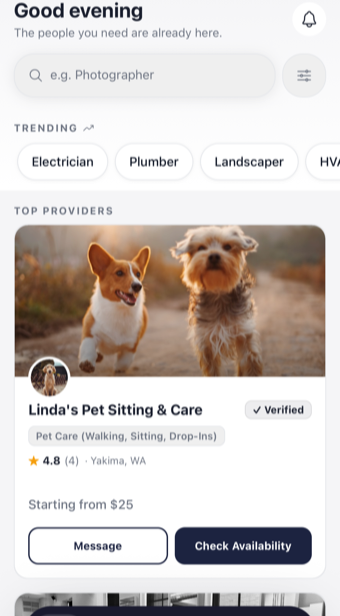 eLinked home — search for a pro near you and browse top providers